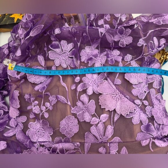 🆕 BRONX & BANCO 🧿 NWOT Bouquet Maraya Long Sleeve Mini Dress, Lilac Sz S US 4 - Picture 15 of 16